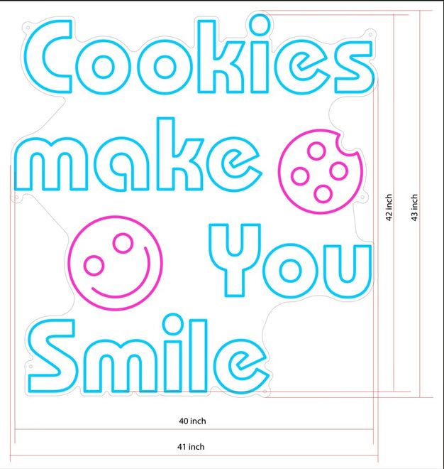 Cookie Make You Smile Neon Sign 40x42 inches